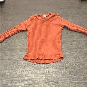 Kate Quinn Orange Long Sleeve Tee with Ribbed Texture